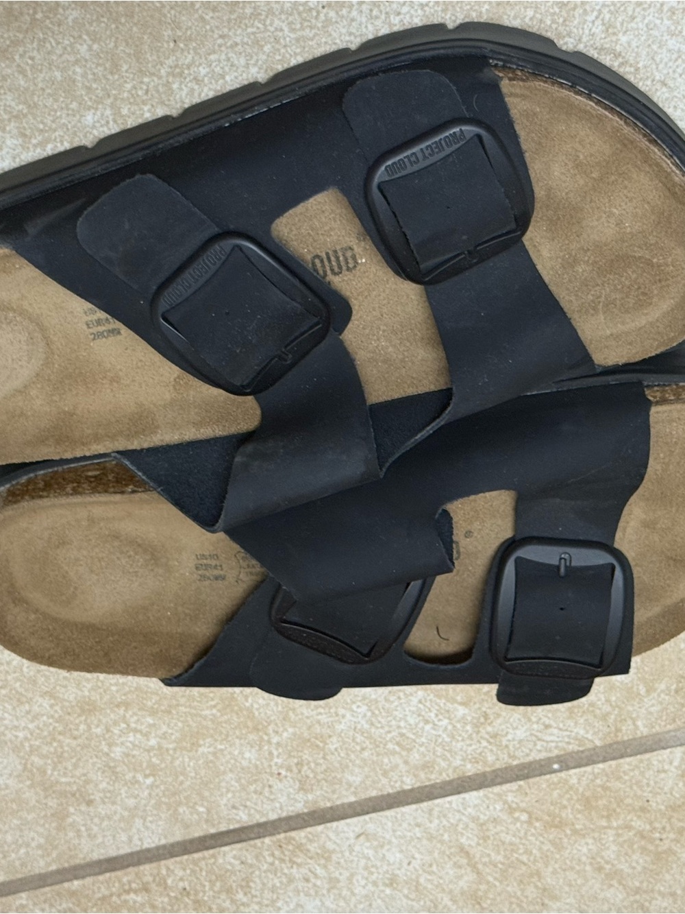 Women's Black Two-Strap Adjustable Sandals